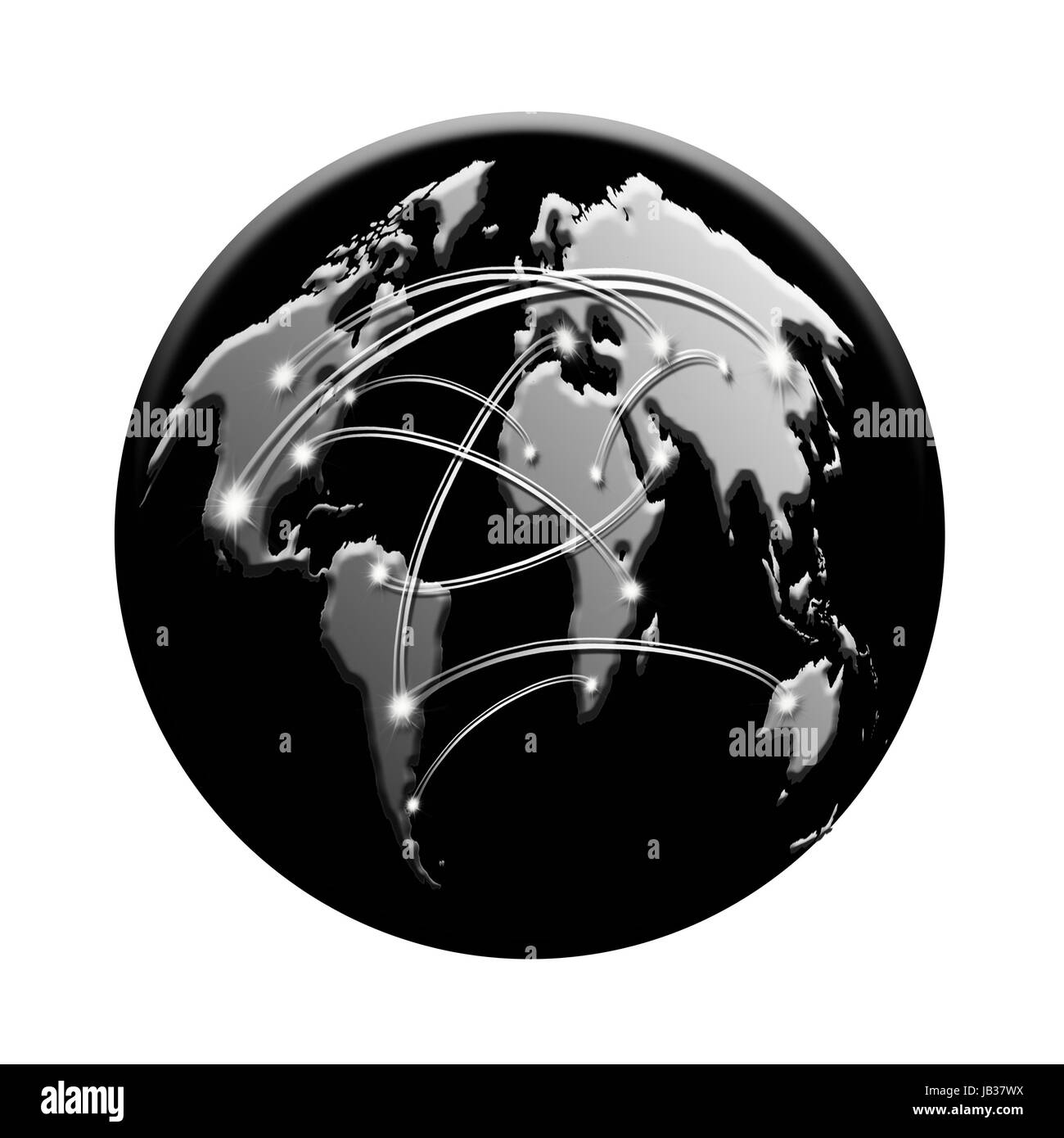 black icon with interconnected world Stock Photo Alamy