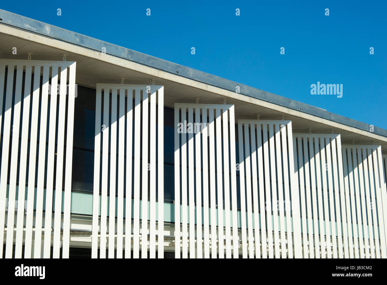 Geometric abstract composition from facade of Hospital del Mar in Barcelona, Spain. Stock Photo