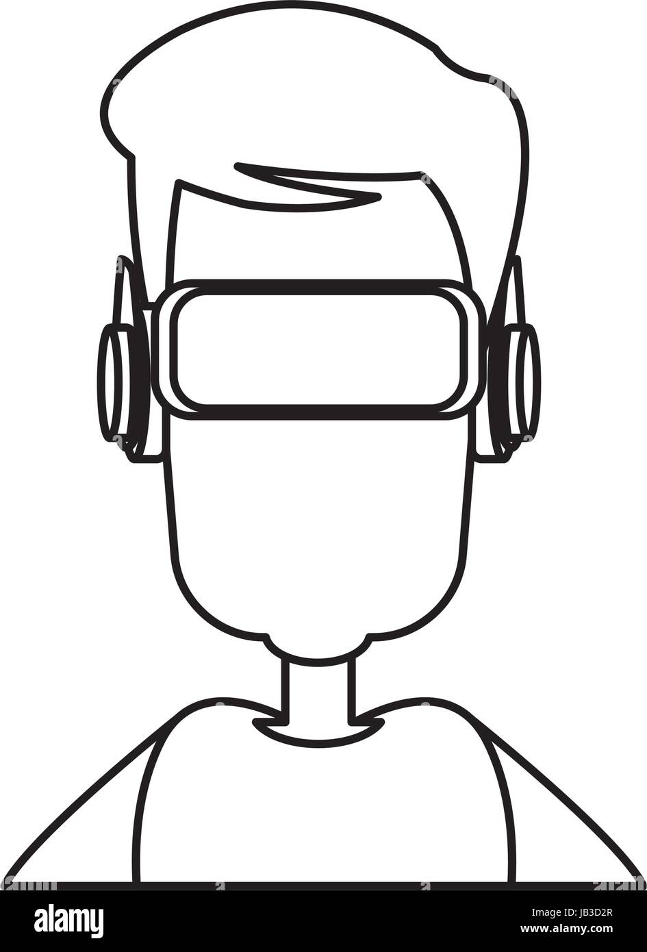 character man young wearing vr glasses Stock Vector