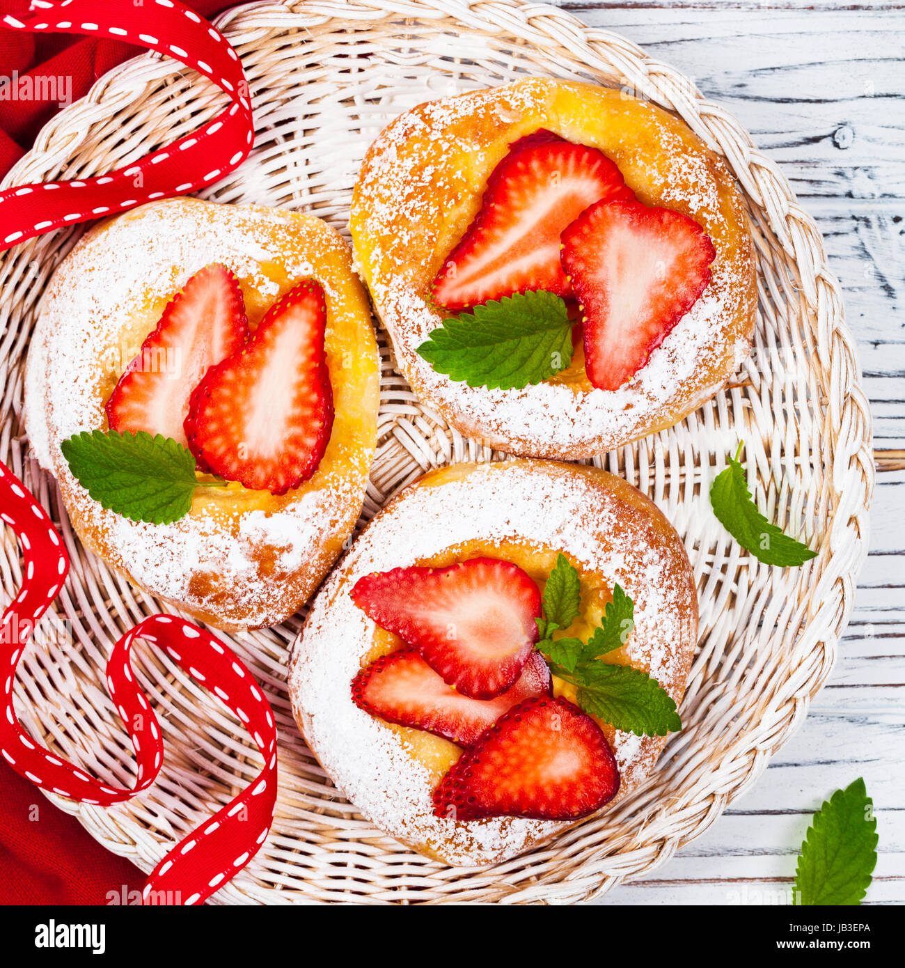 Strawberry Cream Cheese Pastries. Traditional Russian Baking Stock