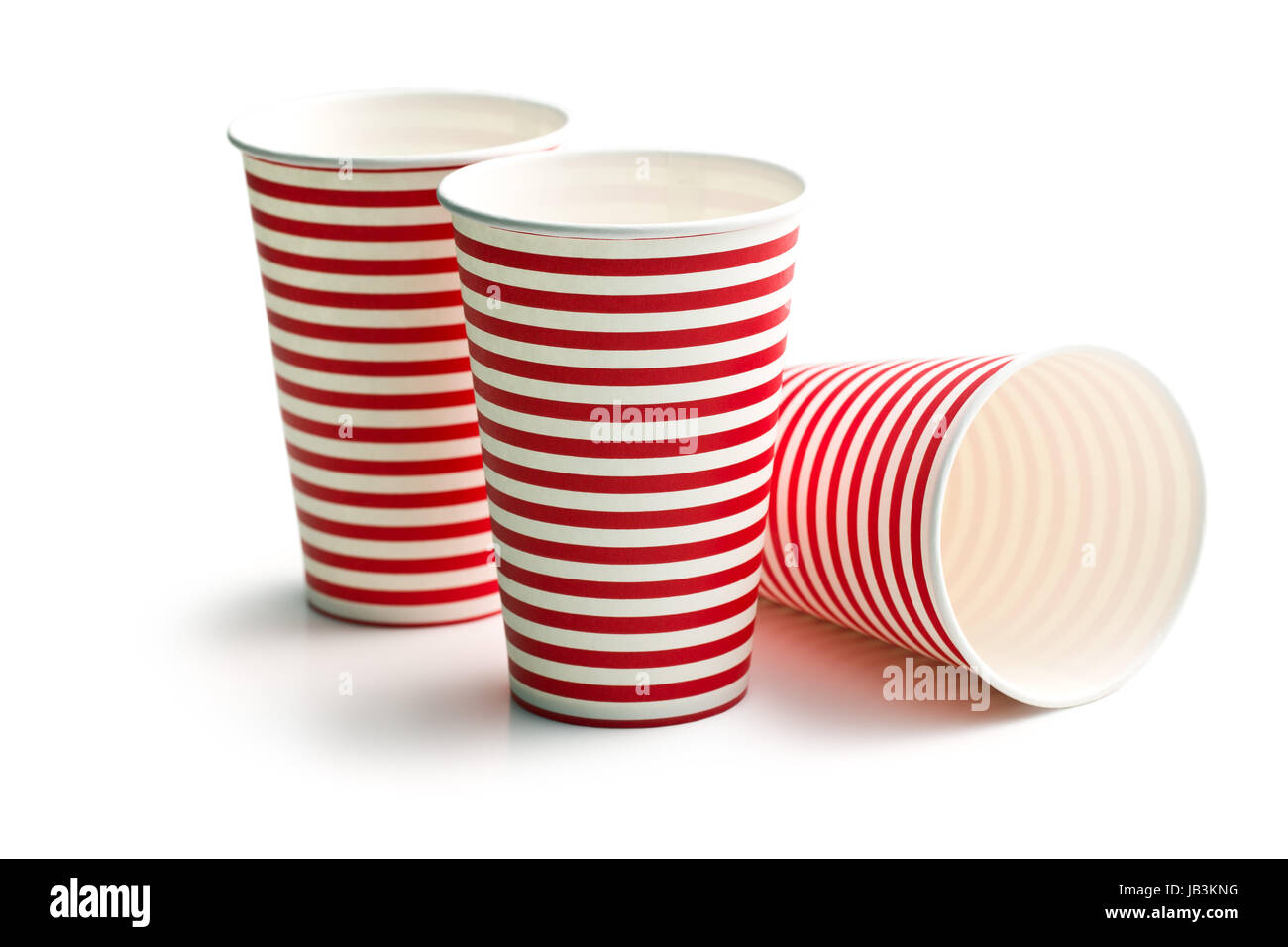 striped paper cups on white background Stock Photo - Alamy