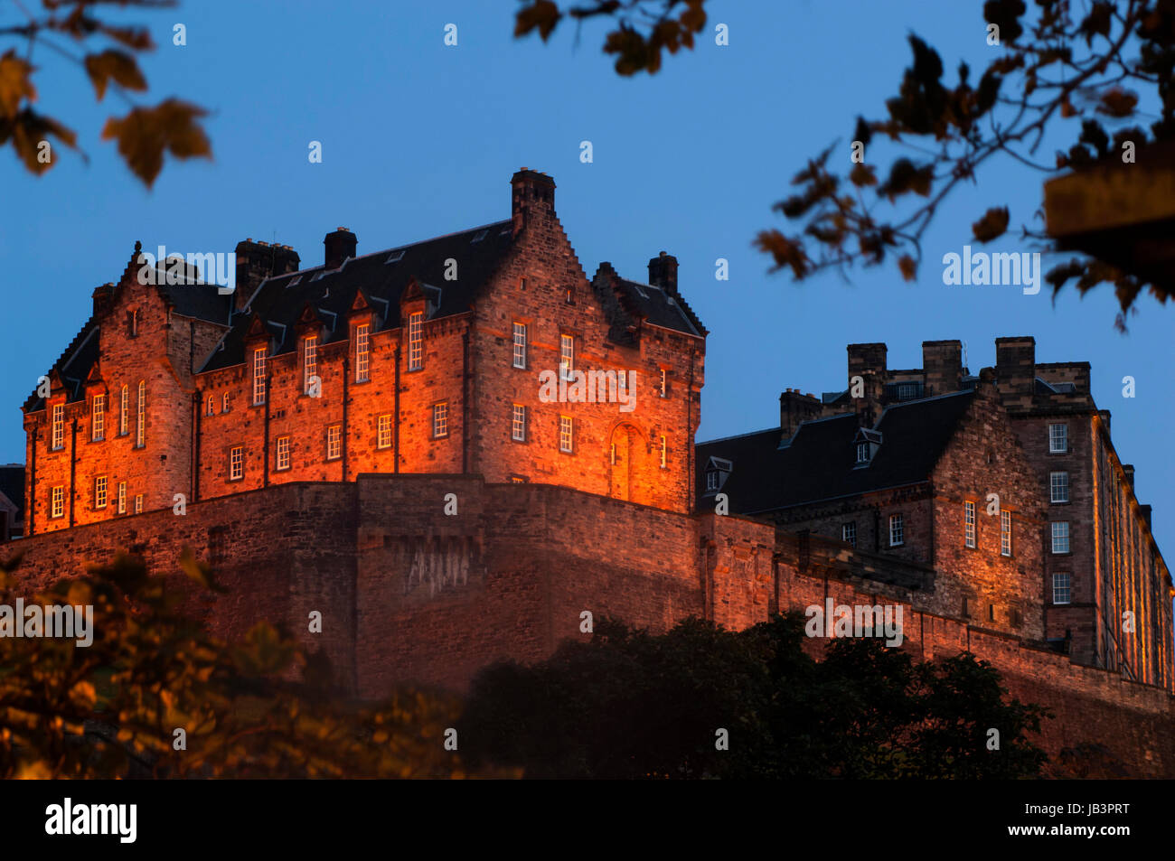 Edinburgh Castle at Dusk. Edinburgh, Scotland. Stock Photo