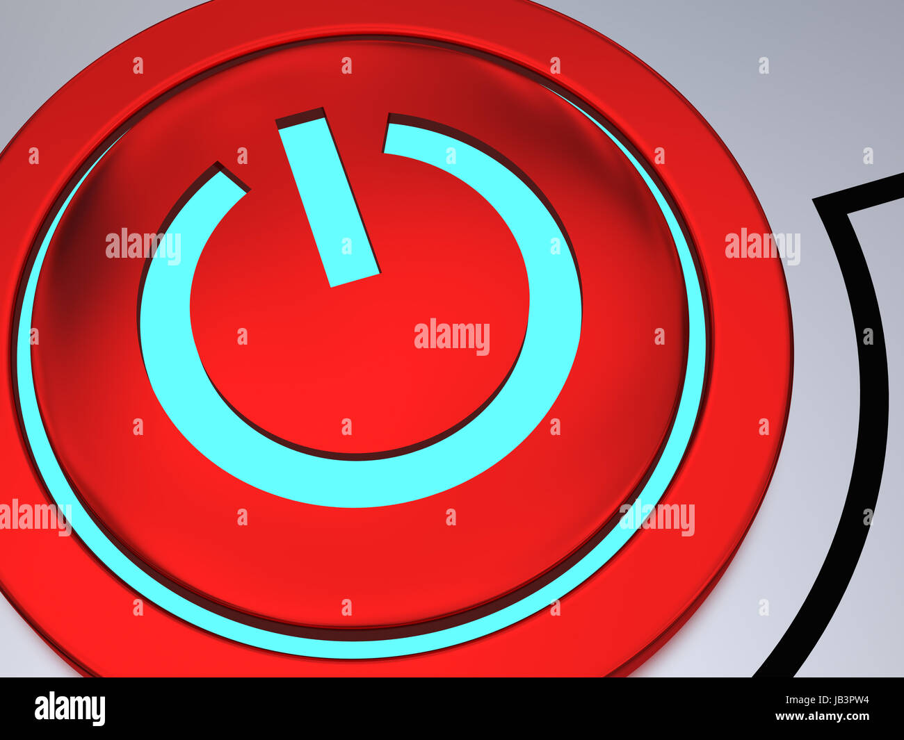Red on-off button illustration with glowing blue light Stock Photo - Alamy
