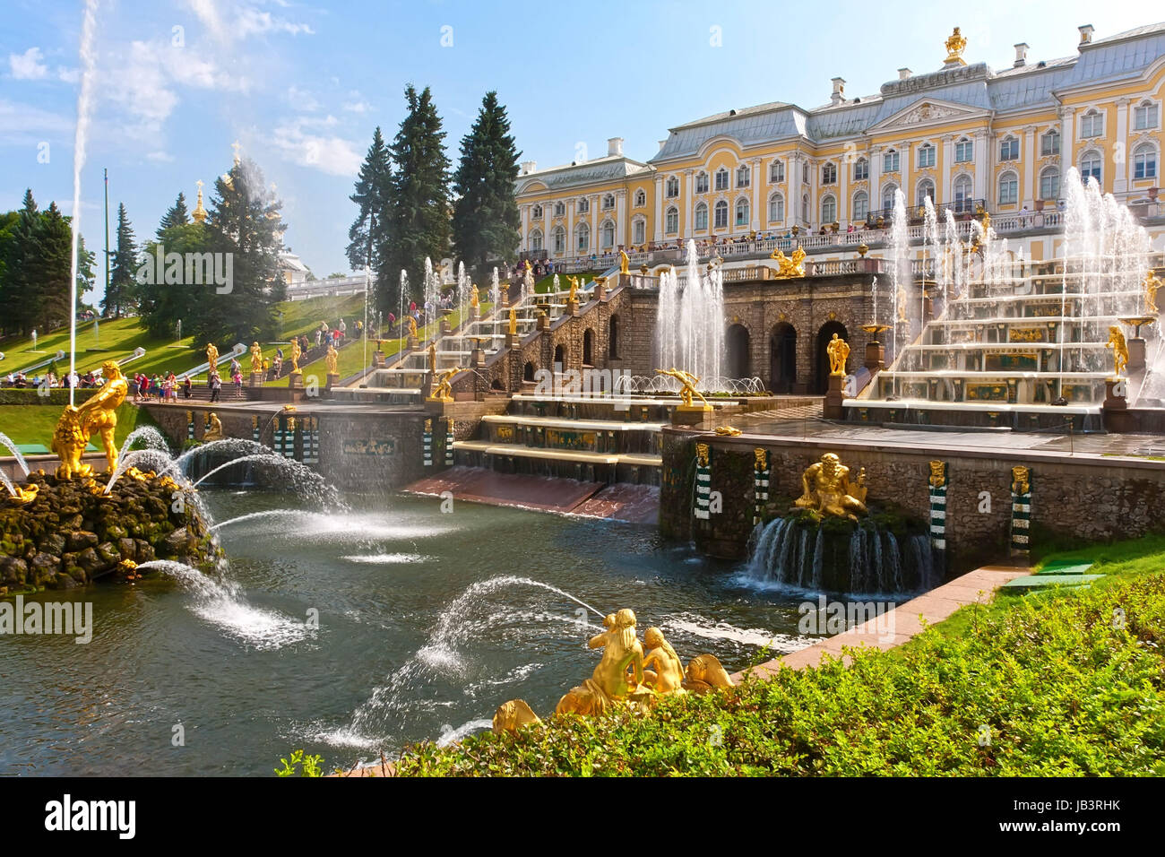 Fountains in Petrodvorets Peterhof, Saint Petersburg, Russia Stock ...