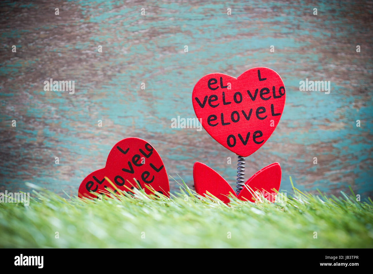 Valentines Day background with flower red hearts Stock Photo - Alamy