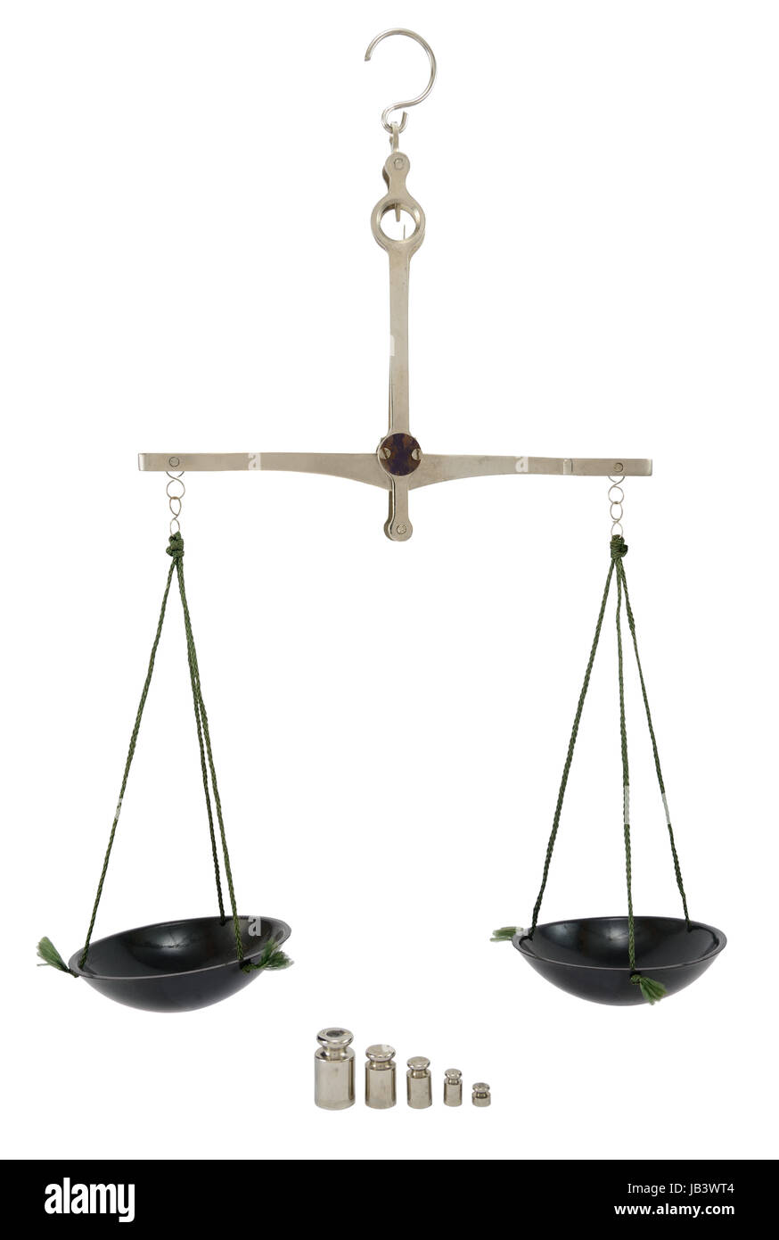 Balance / scale with different weight isolated on white Stock Photo - Alamy