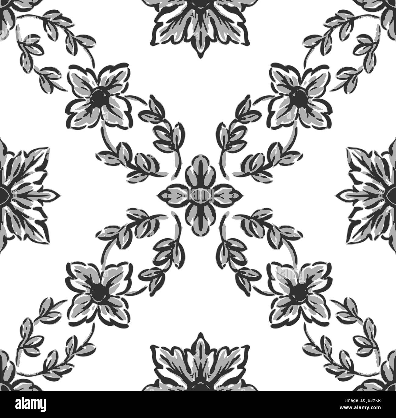 Classical flower graphic for unlimited repeat to larger pattern Stock Photo