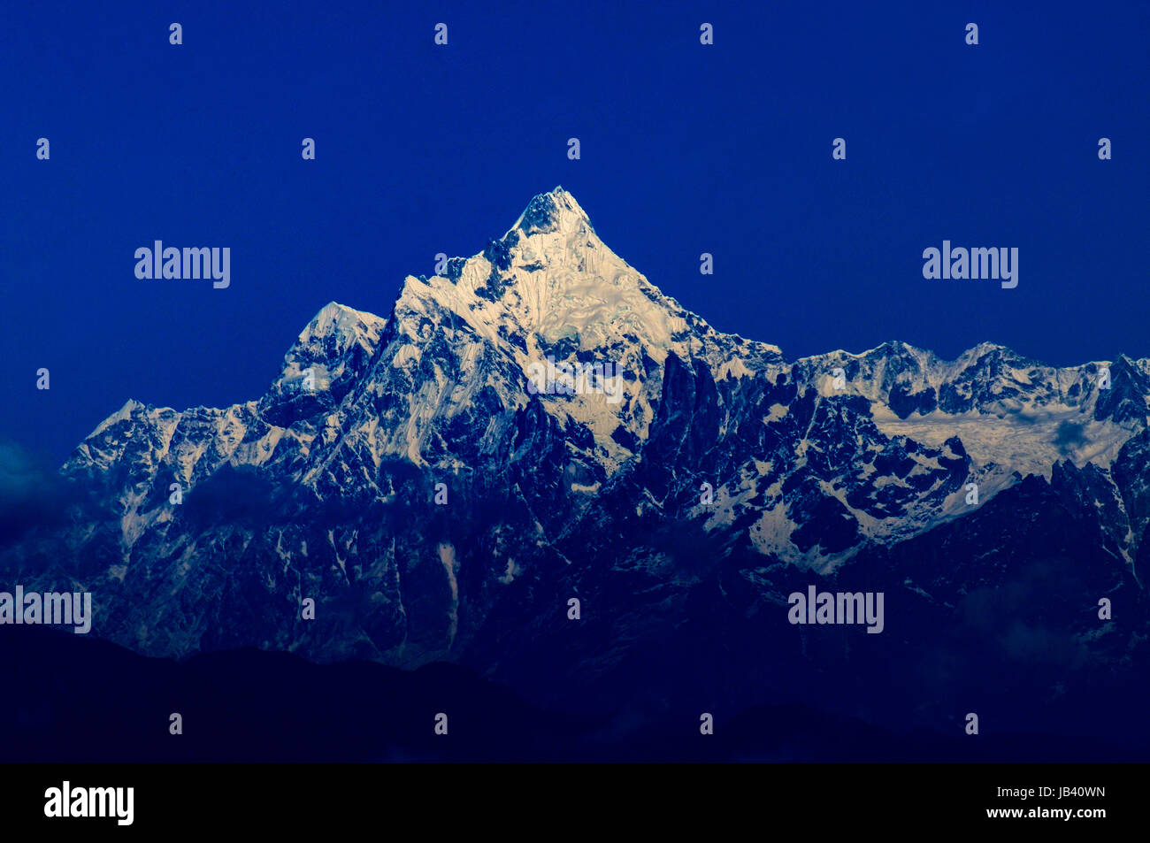 Magnificent view of Kanchenjunga mountain peak in the morning, Himalayan mountain range, Sikkim, India Stock Photo