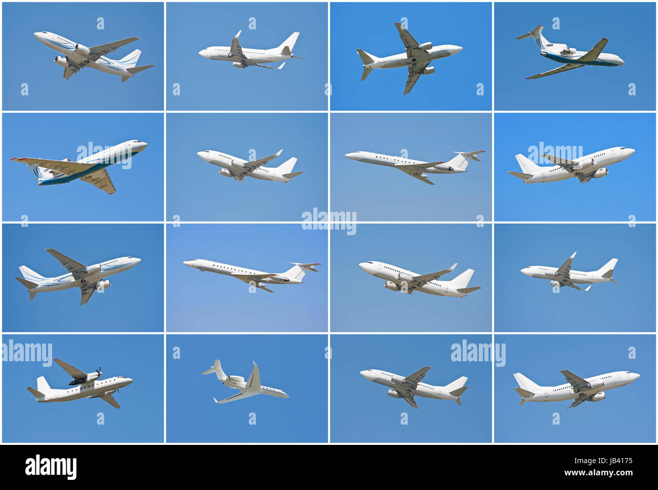 Beautiful white passenger airplane in blue sky Stock Photo - Alamy