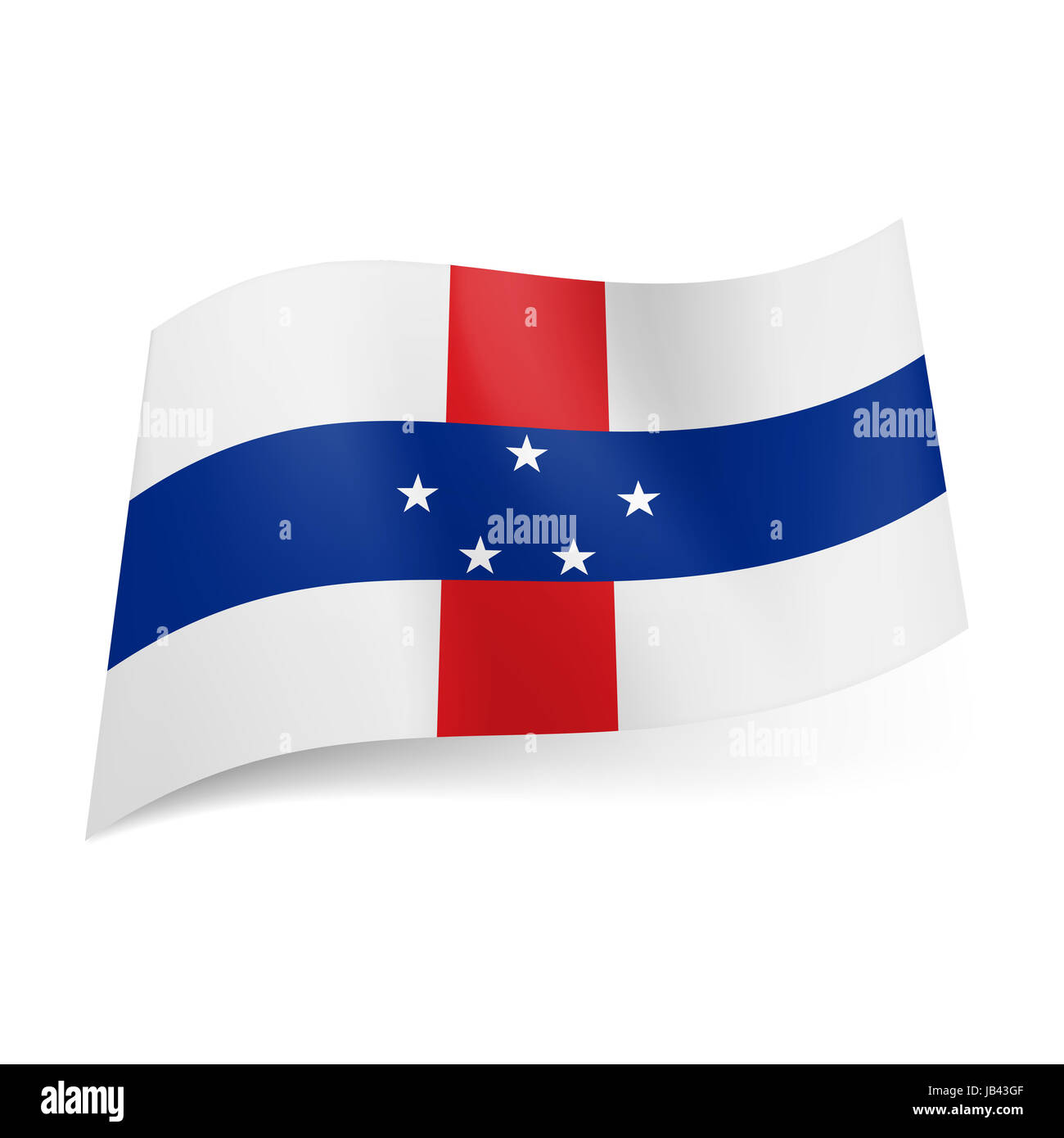 hver for sig tandpine Underskrift National flag of Netherlands Antilles: cross of red and blue stripes with  five stars on it on white background Stock Photo - Alamy
