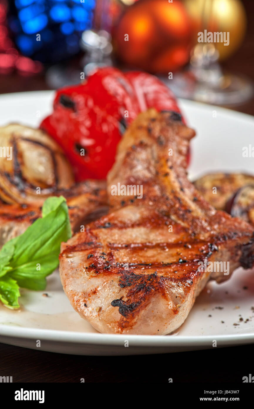 Christmas meat with vegetable for Holiday dinner Stock Photo - Alamy