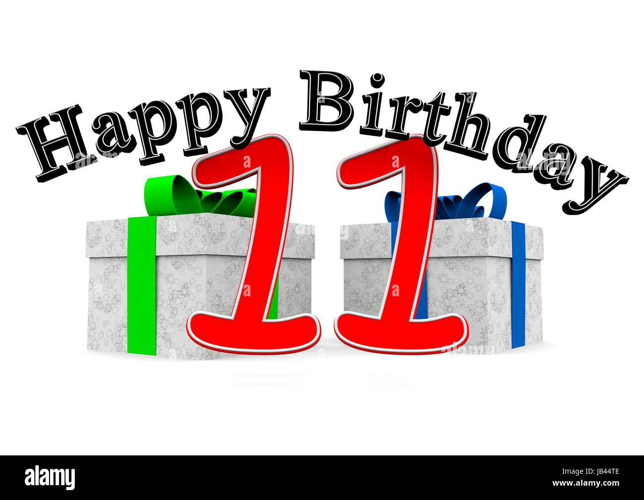 big black lettering happy birthday with a big red number as the age and