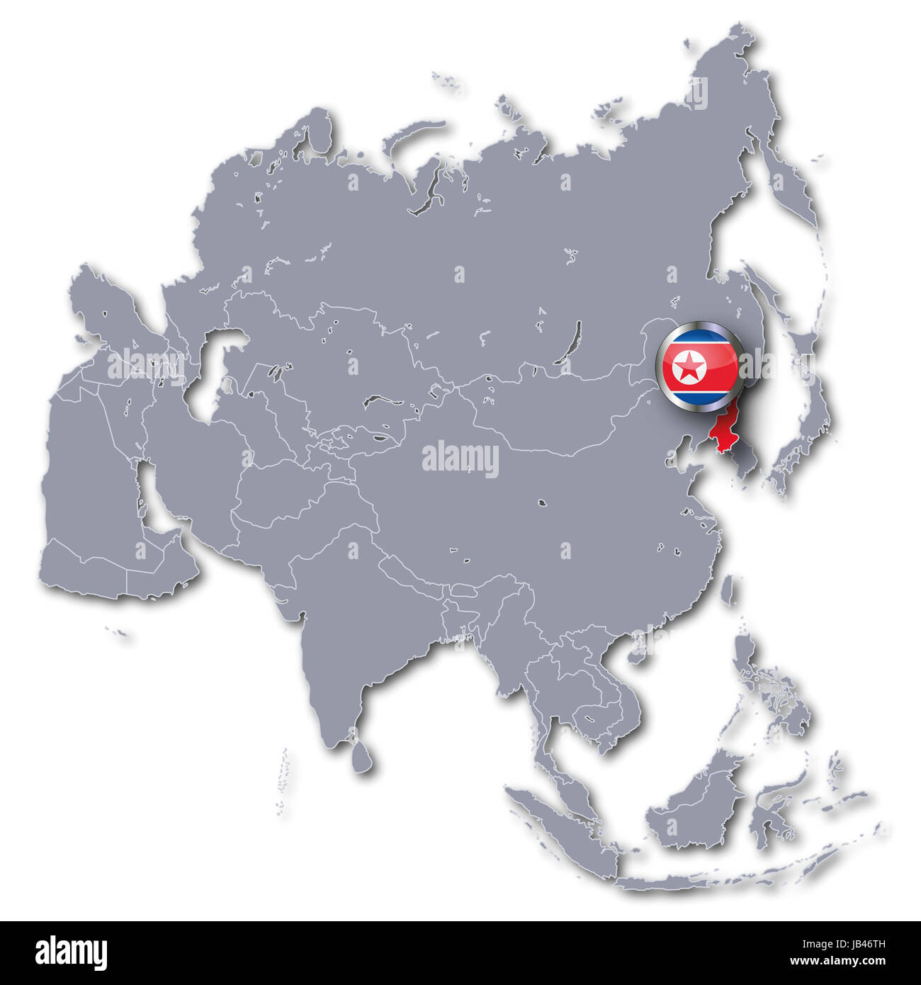 asia map with north korea Stock Photo