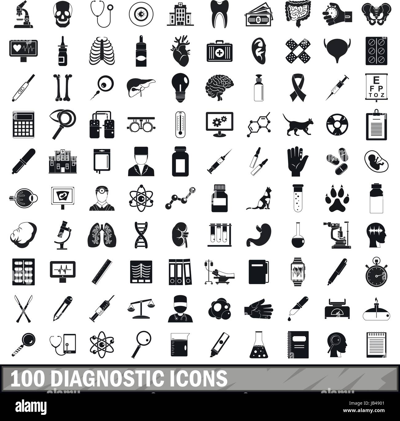 100 diagnostic icons set, simple style Stock Vector Image & Art Alamy