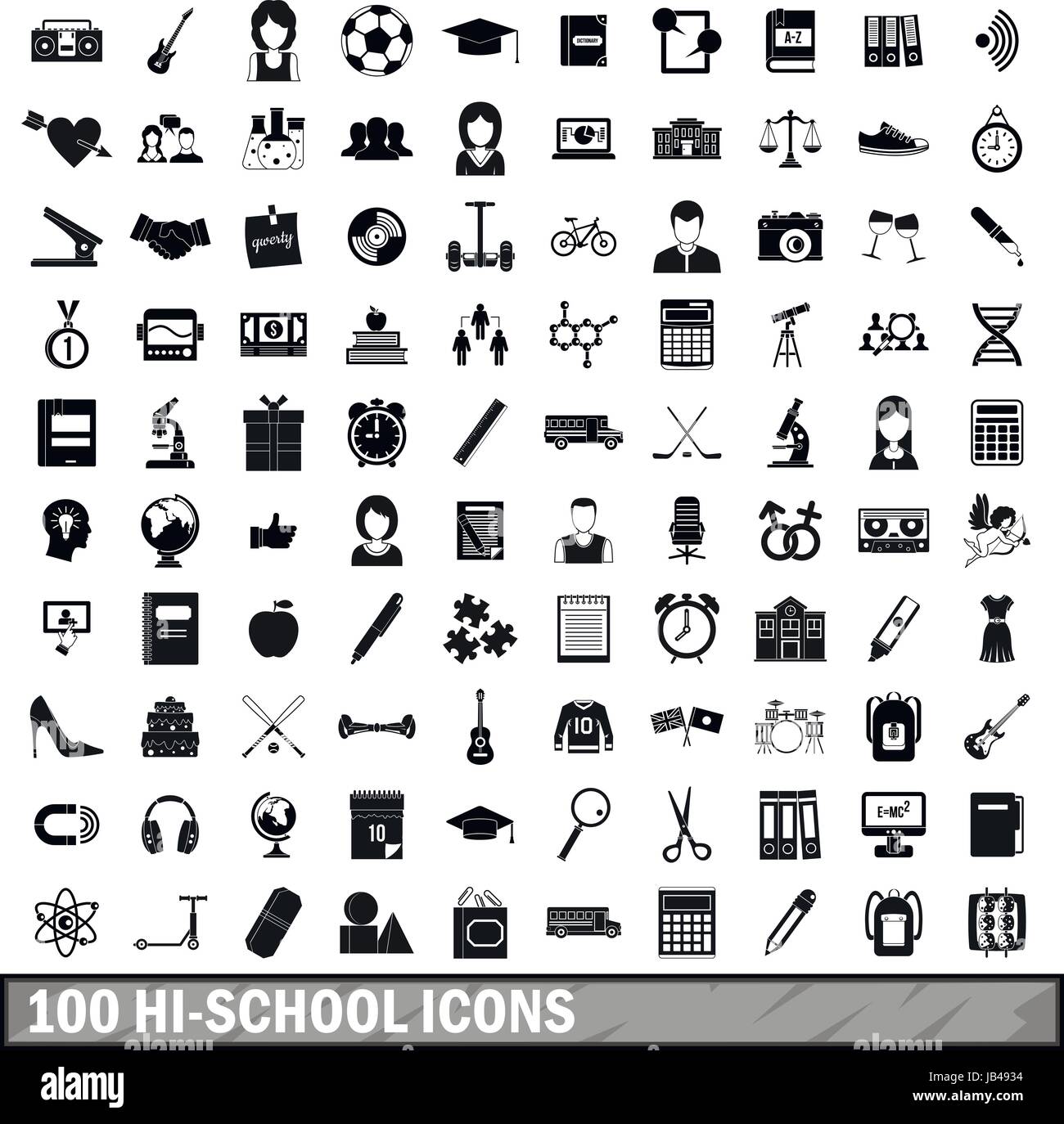 100 hi-school icons set, simple style Stock Vector Image & Art - Alamy