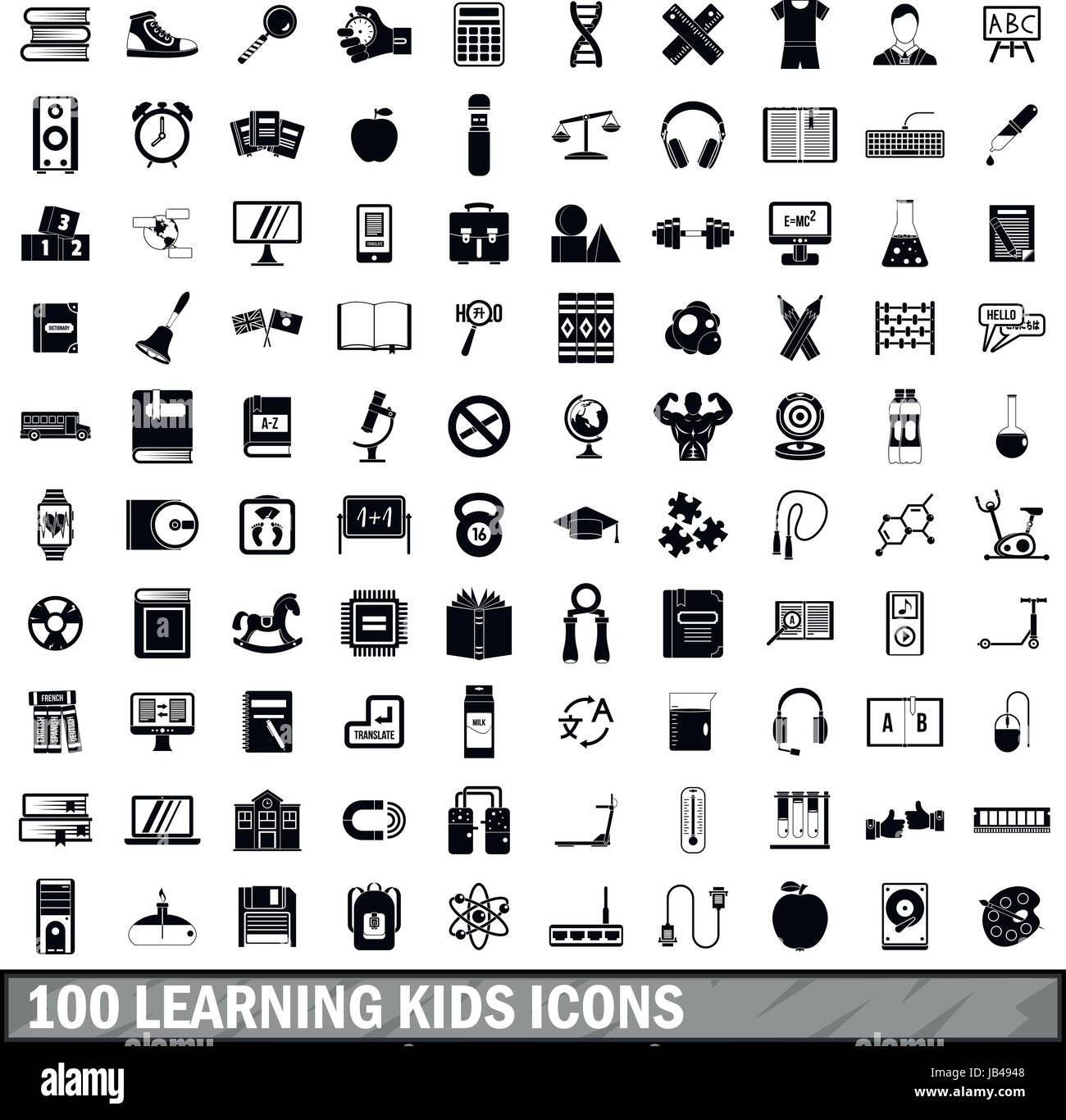 100 learning kids icons set, simple style Stock Vector Image & Art - Alamy
