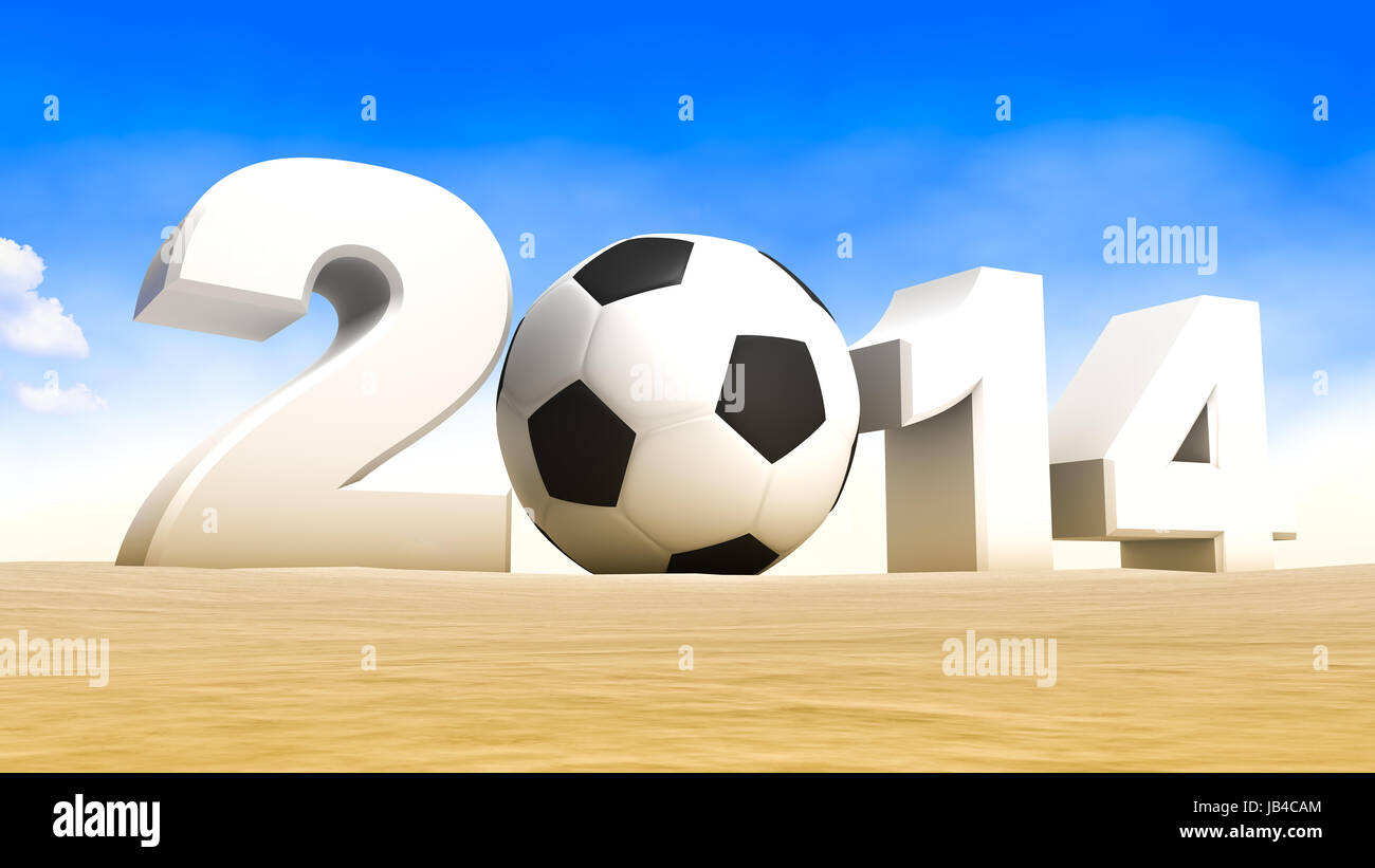 Abstrakte Darstellung der Fussball Weltmeisterschaft 2014 als 3d Rendering Stock Photo