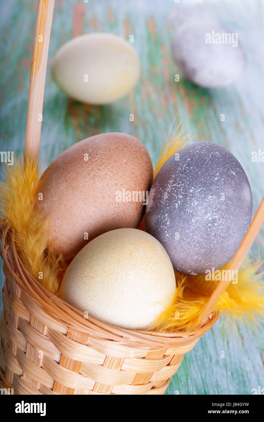 Background with Easter Eggs in a Nest Stock Photo - Alamy