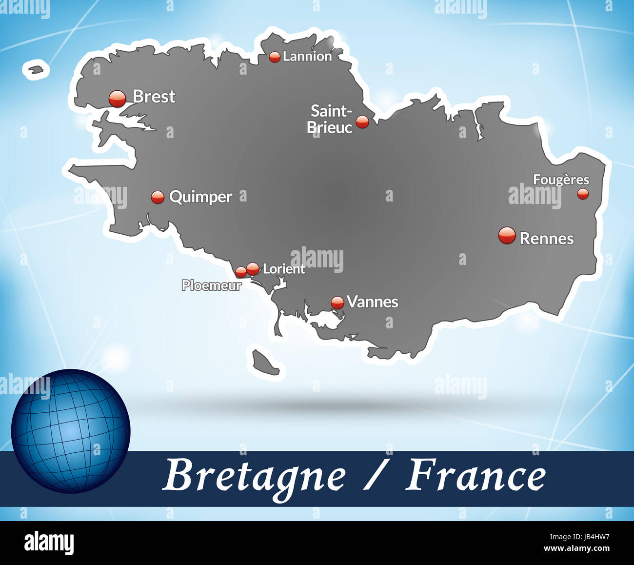 Bretagne In Frankreich Als Inselkarte Mit Abstraktem Hintergrund In