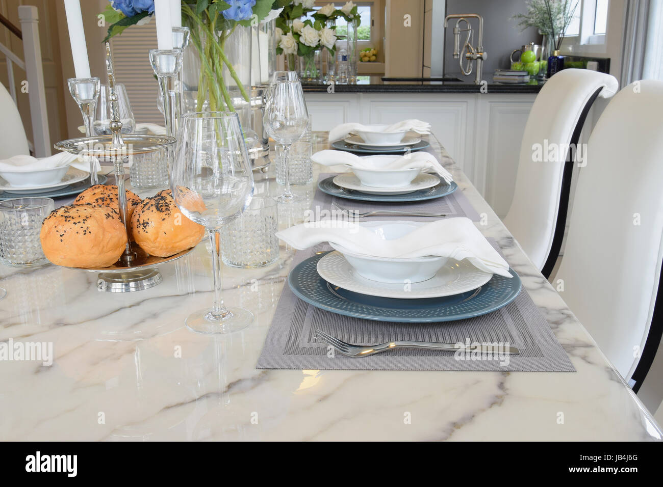 elegant table set in vintage style dining room interior Stock Photo - Alamy