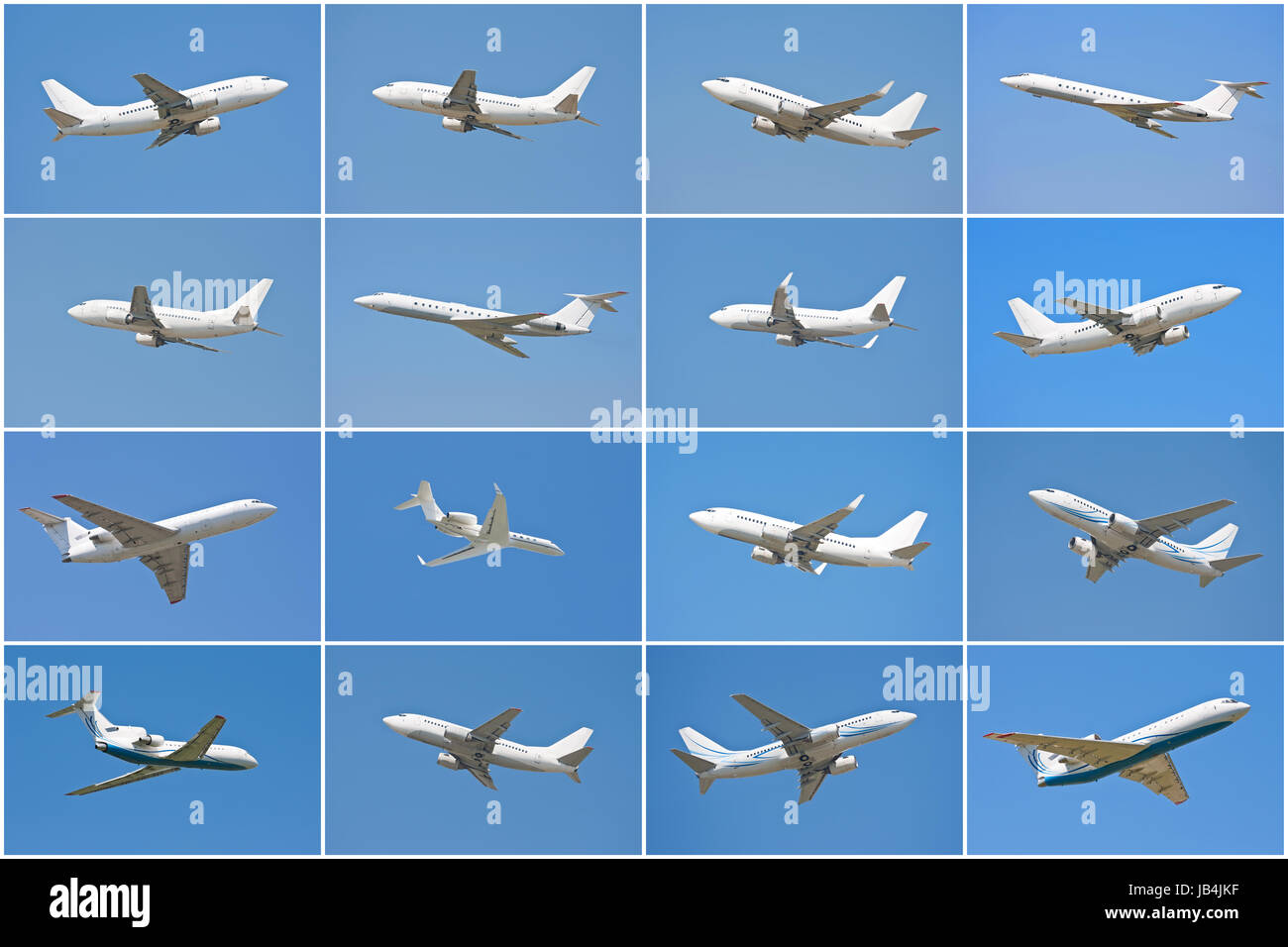 Beautiful white passenger airplane in blue sky Stock Photo - Alamy