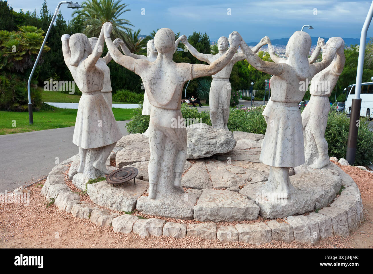 Sardana Dance Statue in Parc de Montjuic, Barcelona, Spain Stock Photo ...