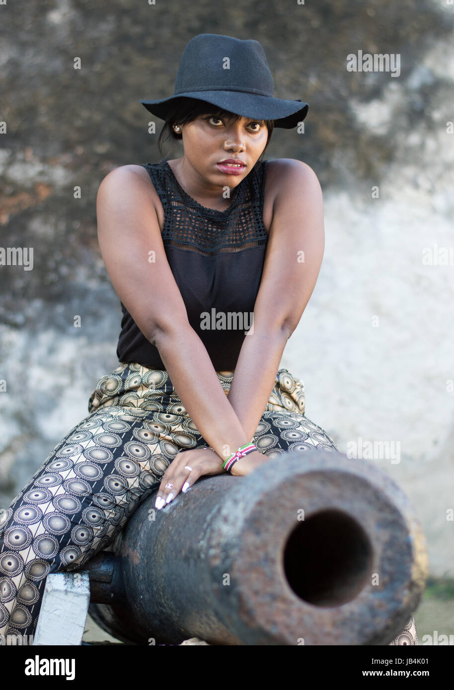 Modelling and posing in day light. No flash used Stock Photo