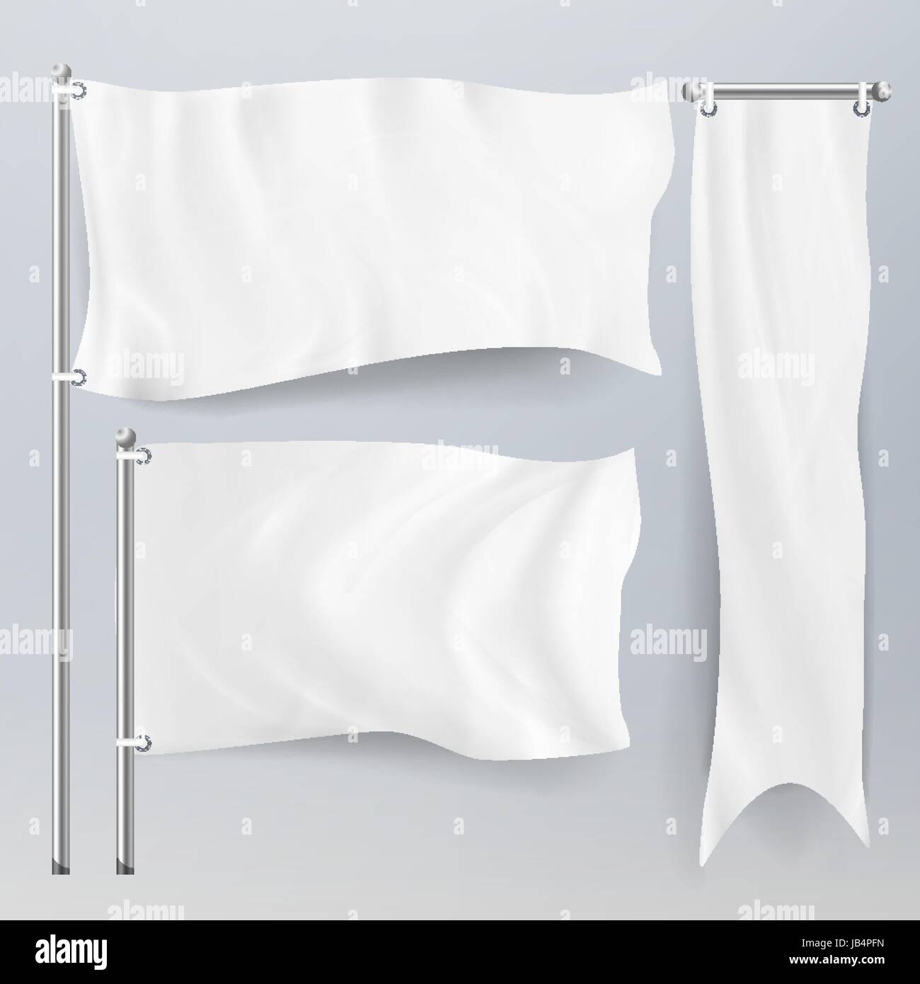 Realistic Template Blank White Flags Vector Advertising Flag