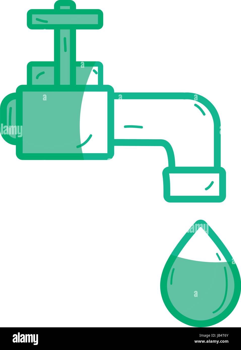 silhouette faucet with drop of water to ecology conservation Stock ...
