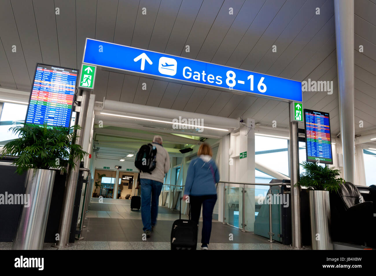 Passengers at Departure gates at Bristol Airport England UK Stock Photo Alamy