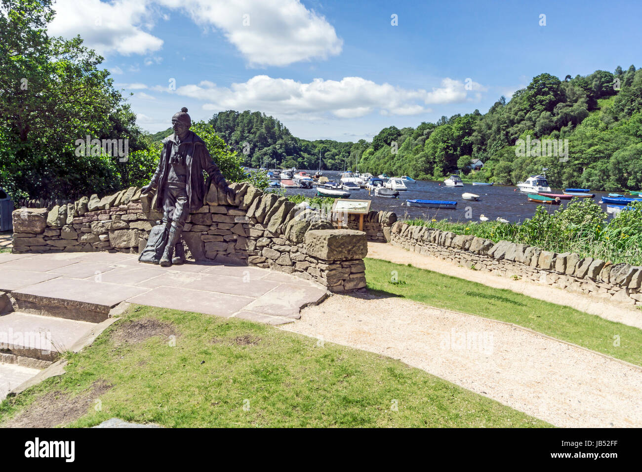 Tom Weir bronze statue at Balmaha Bay on the shore of Loch Lomond at Balmaha near Drymen in