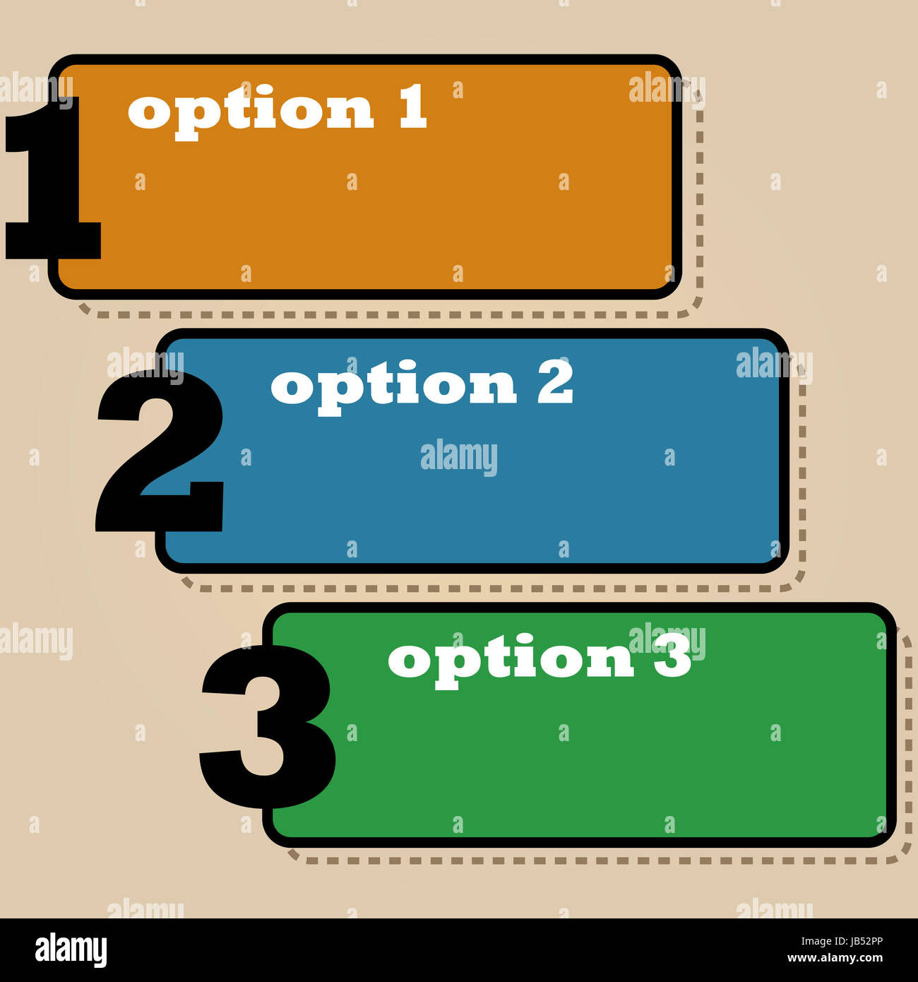 https://c8.alamy.com/comp/JB52PP/template-showing-boxes-in-three-different-colors-for-lists-with-three-JB52PP.jpg