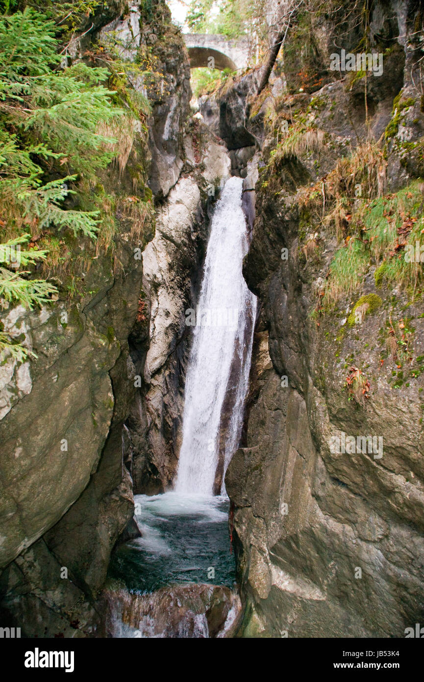 waterfall,catch basin,tatzelwurm,bayrischzell,mountains,rocks,river,spray,autumn Stock Photo
