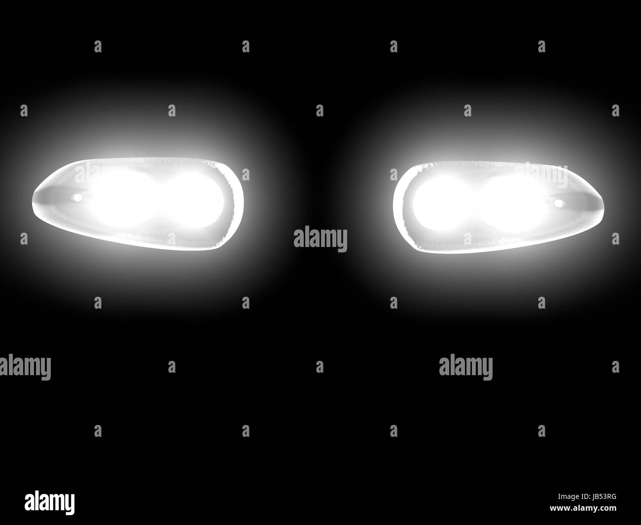 Car lights in the darkness, 3d render Stock Photo Alamy