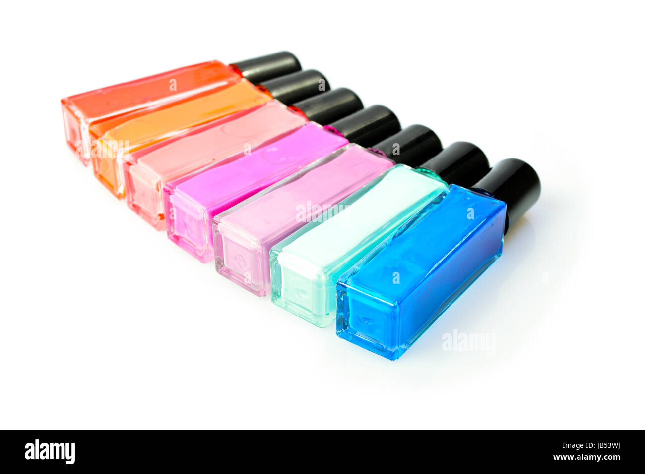 Nail Polish set. Manicure. Colorful Nail Polish Bottles Stock Photo