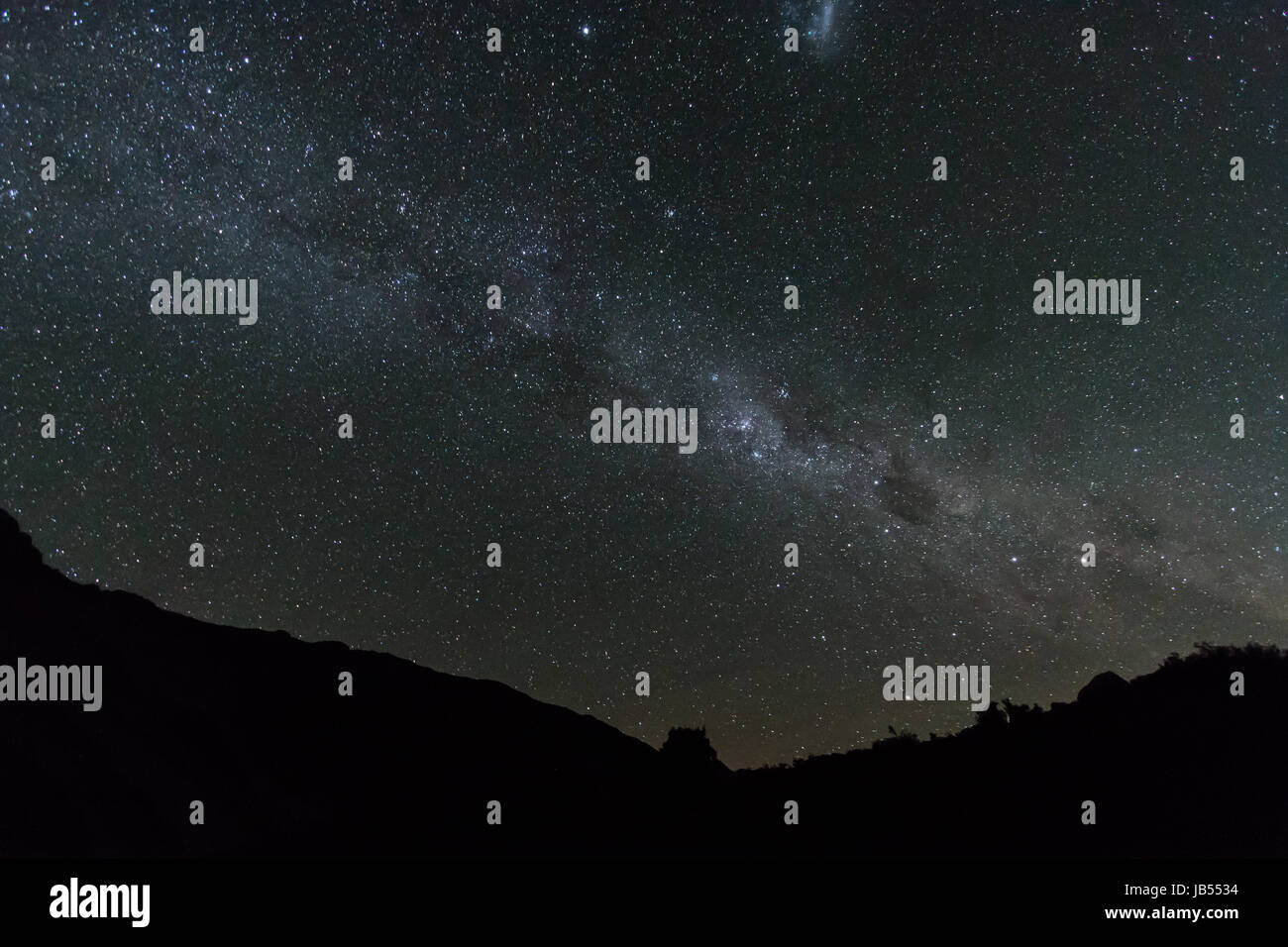 Astrophotography of the Milky Way taken in the International Dark Sky Reserve in Mount Cook National Park, New Zealand Stock Photo