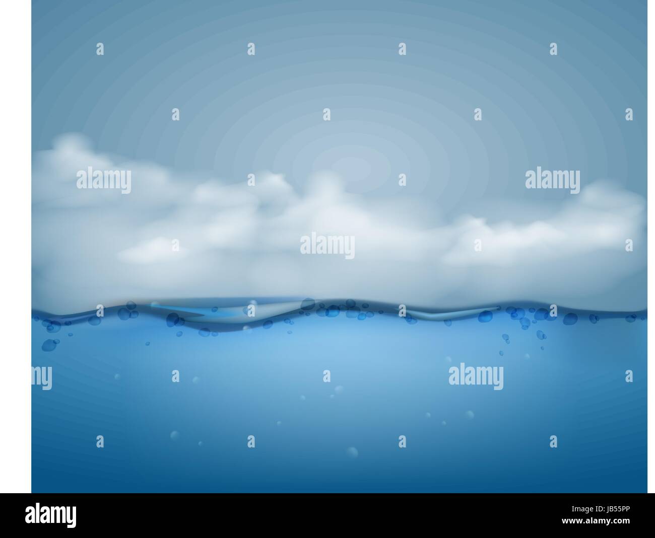 Underwater part and clouds.vector illustration Stock Vector