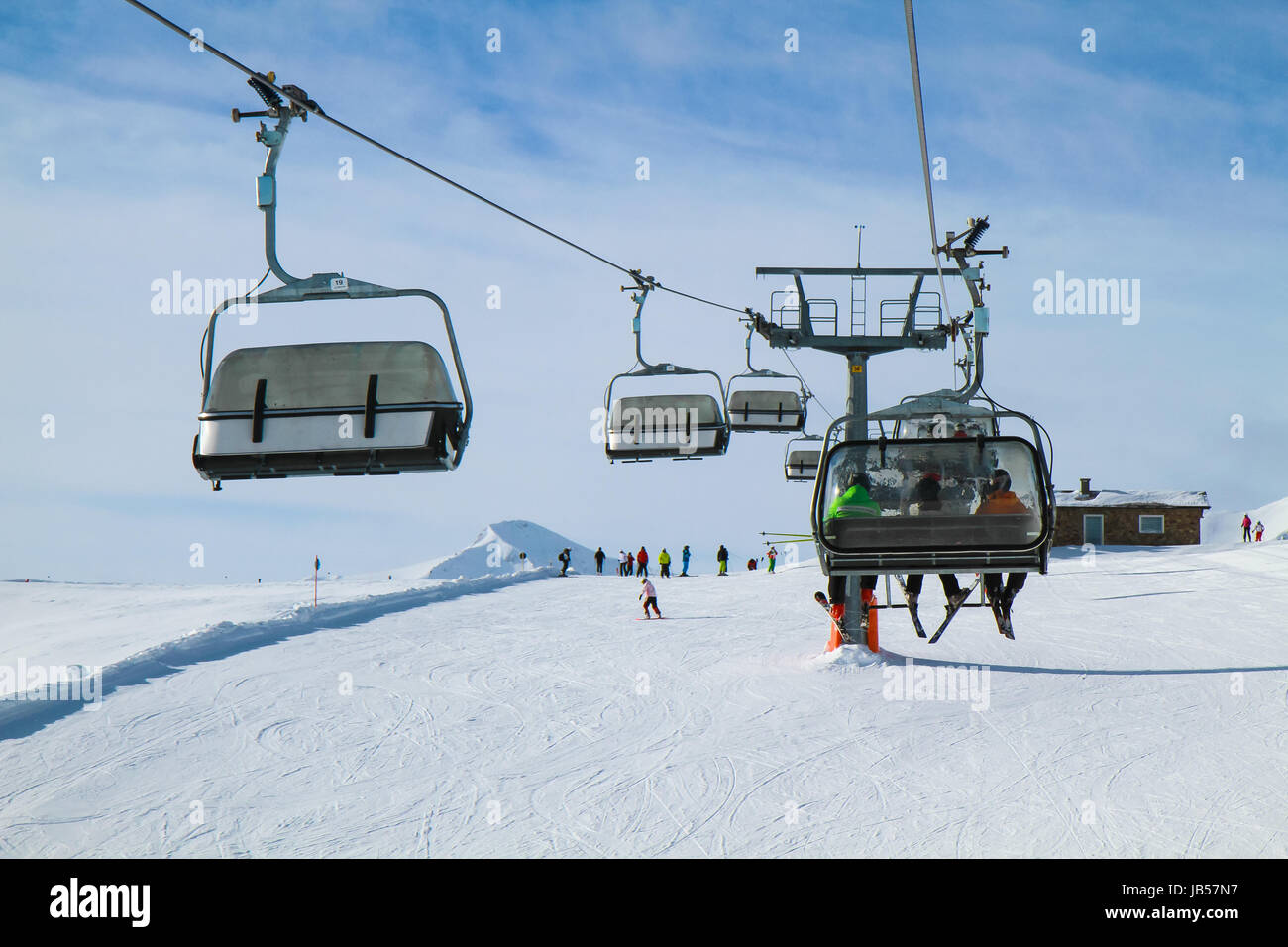 Modern chair lift at ski resort in the Alps Stock Photo Alamy