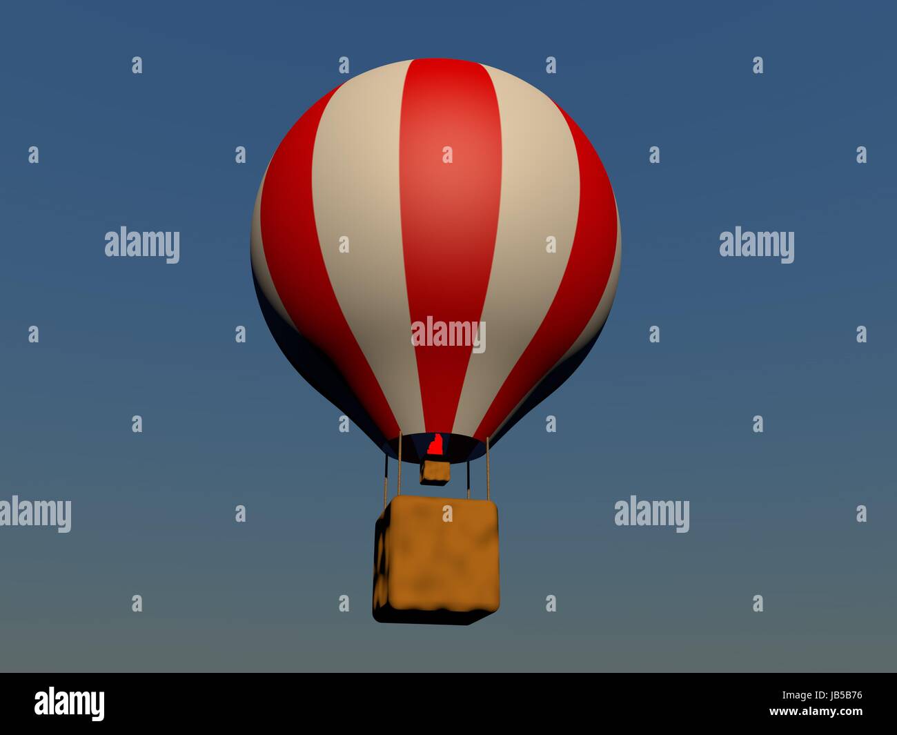 Hot air balloon flying in blue sky, 3d render Stock Photo - Alamy