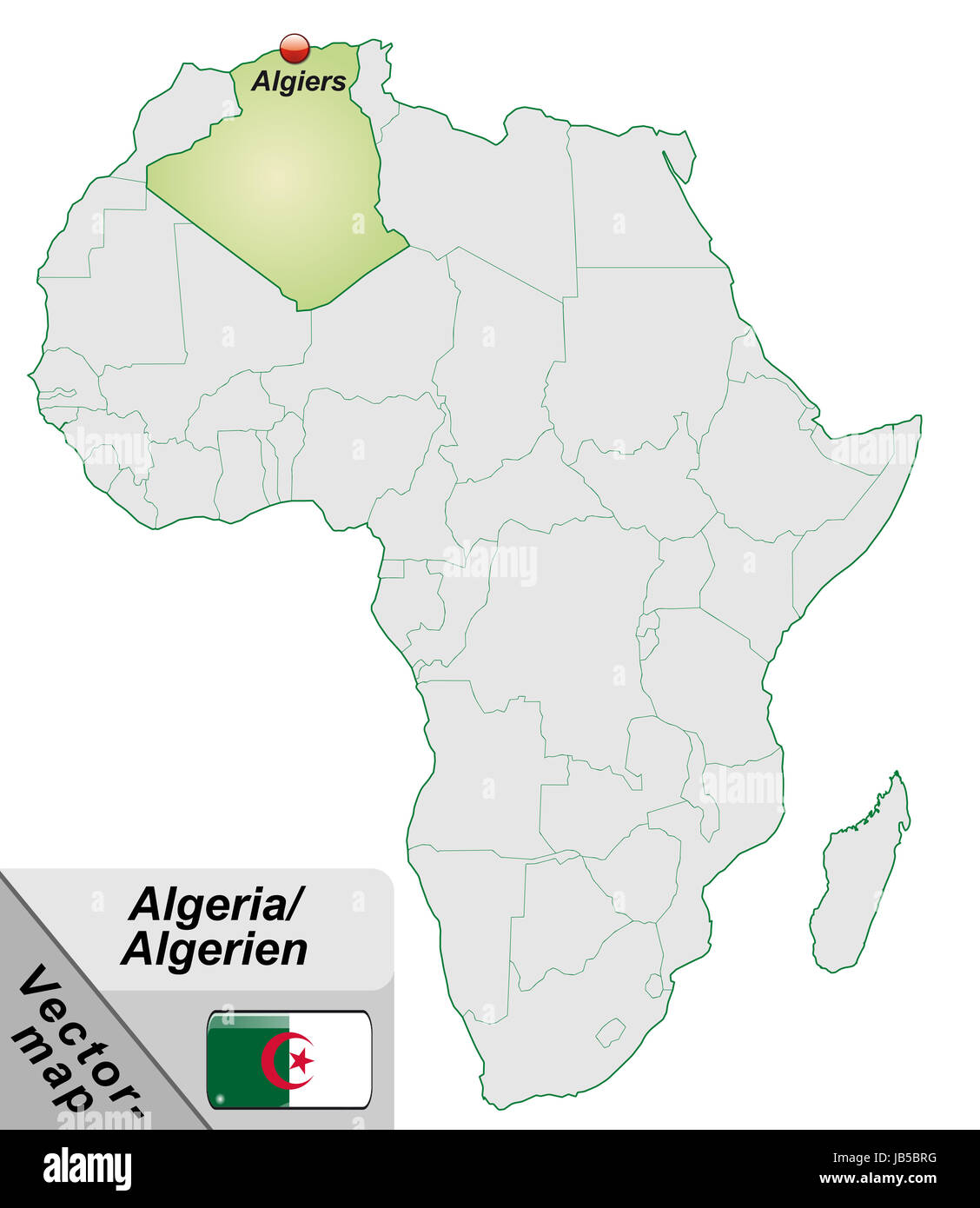 Algerien In Afrika Als Inselkarte In Pastellgrun Durch Die Ansprechende Gestaltung Fugt Sich Die Karte Perfekt In Ihr Vorhaben Ein Stock Photo Alamy