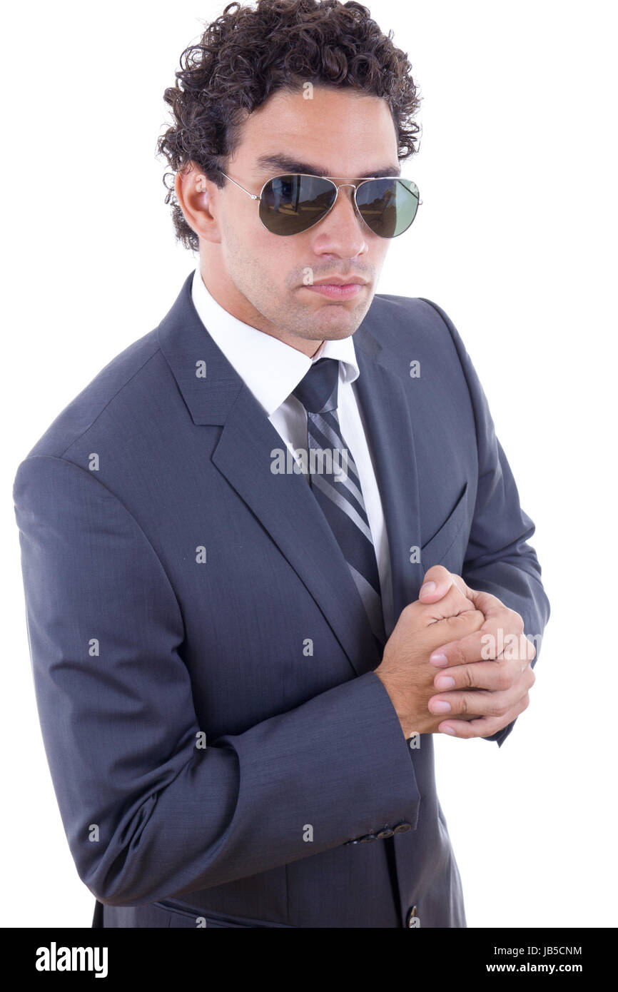 serious businessman in suit with sunglasess Stock Photo