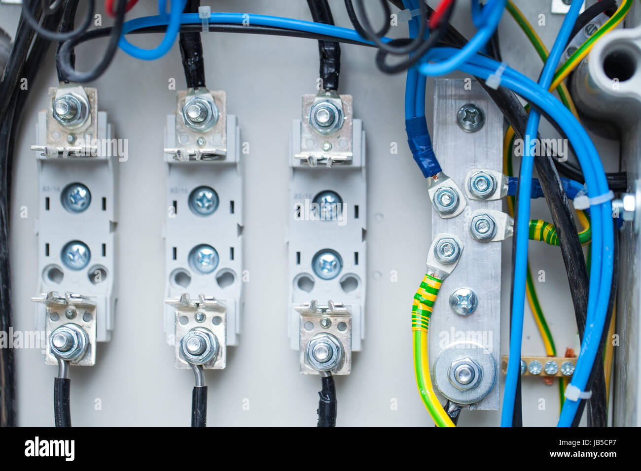 Close up picture of part of an electric switchboard in domestic use