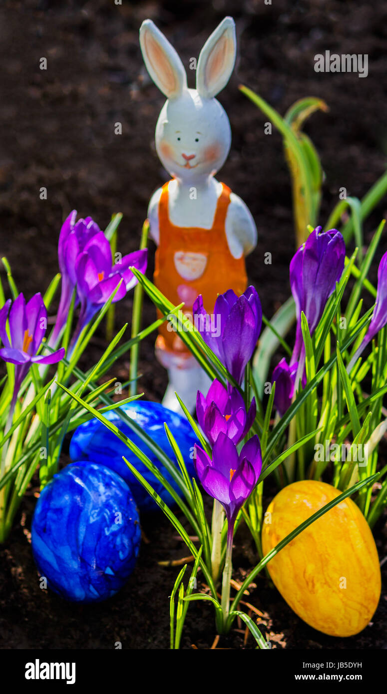 easter eggs and bunny in the garden Stock Photo - Alamy