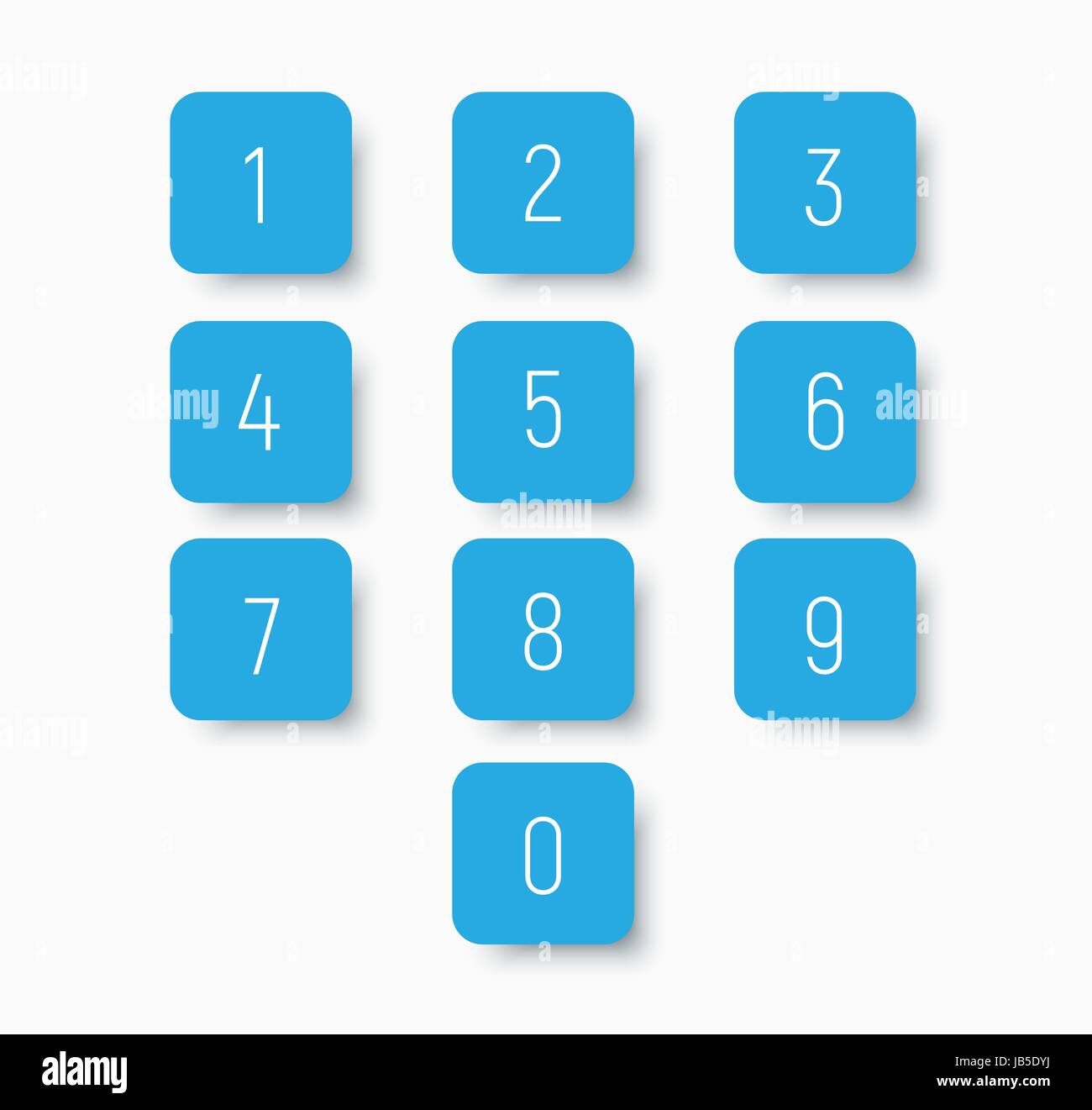 Set of blue buttons with numbers from 0 to 9. Templates for calculator ...