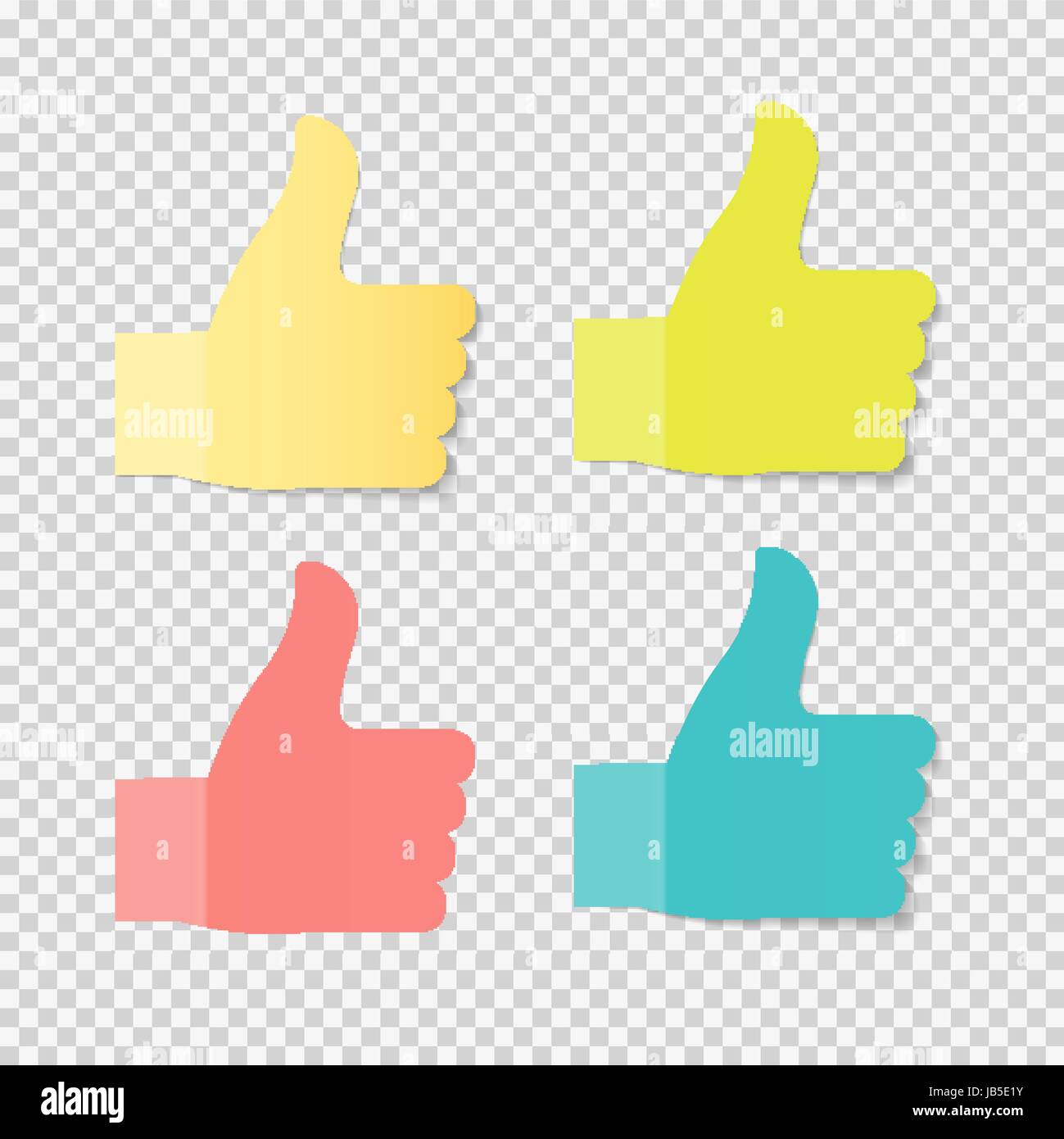 Sticky Paper Thumbs Up Sign Note on Transparent Background Vector ...