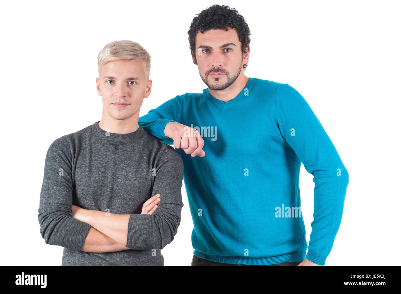 Two young caucasian men, isolated on white Stock Photo - Alamy