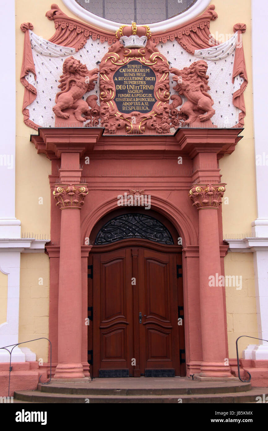 baroque portal trinity church frankenthal Stock Photo