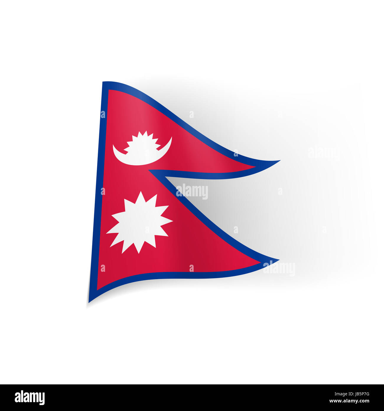 National flag of Nepal: blue bordered red field with white star and  crescent moon Stock Photo - Alamy
