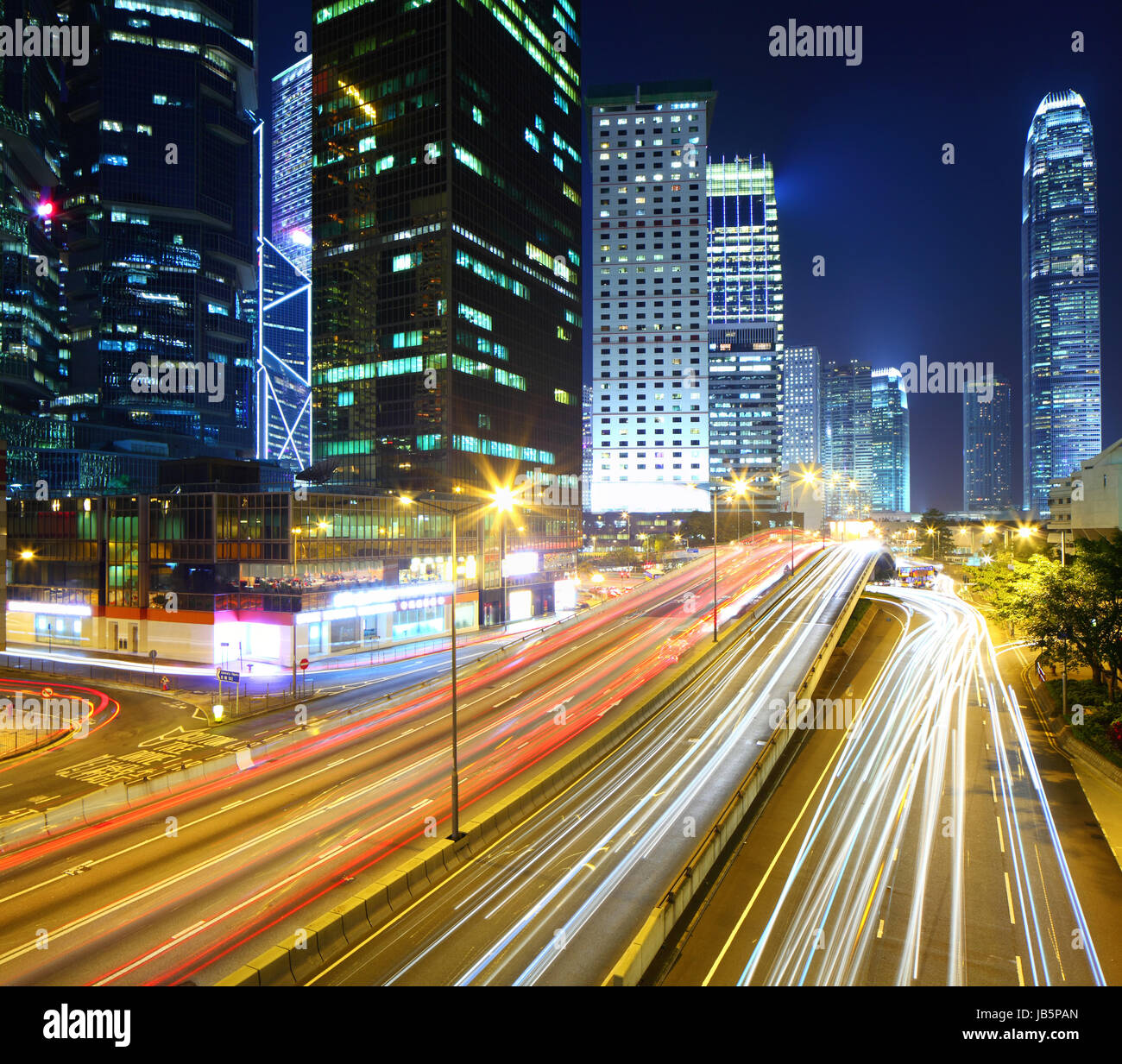 Traffic in Hong Kong at night Stock Photo - Alamy