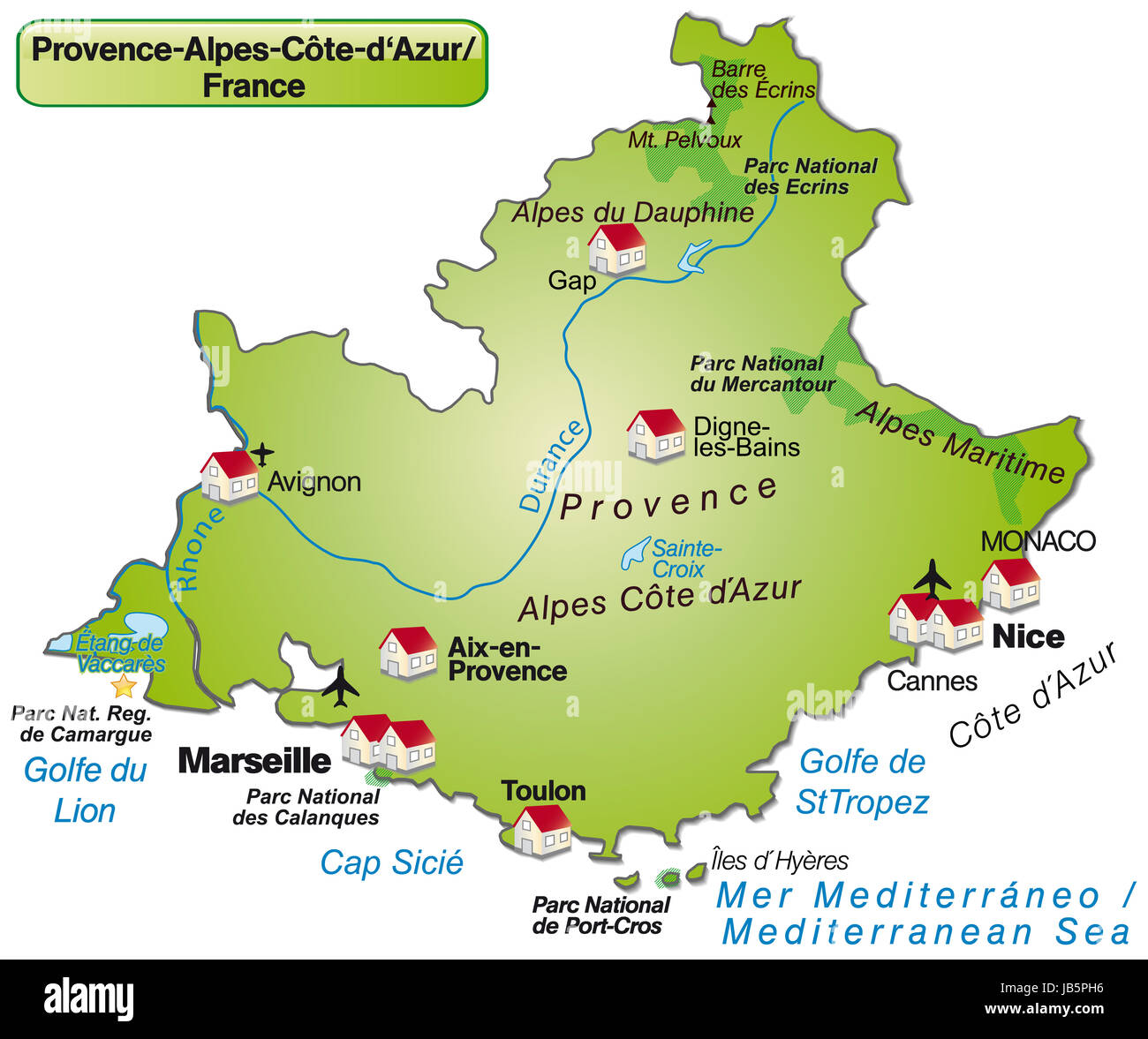 Provence Alpes Cote D Azur In Frankreich Als Inselkarte Mit Allen Stock Photo Alamy